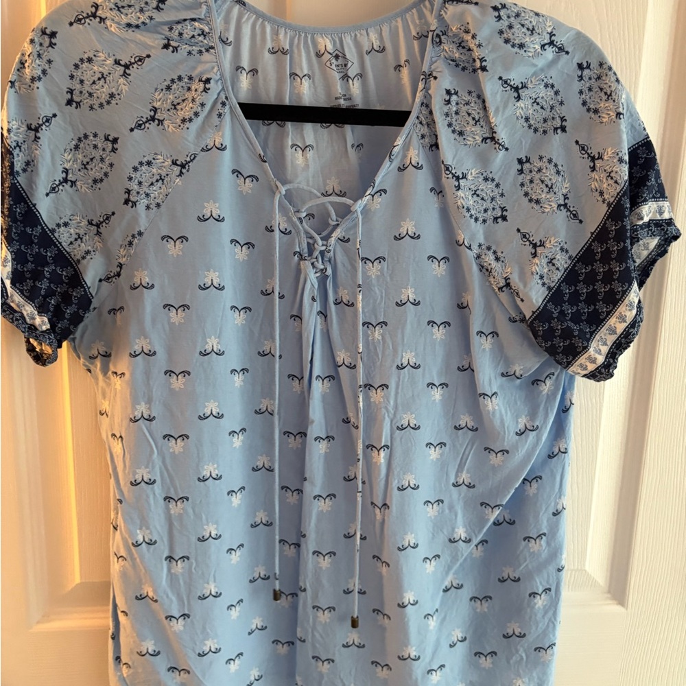 St. John's Bay Blue Tie Front Blouse